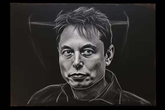 Elon Musk in a chalk style drawing created with Midjourney