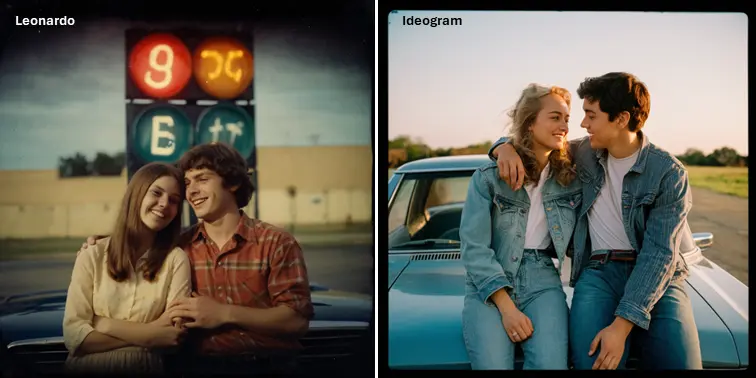 Comparison of Leonardo AI vs Ideogram for vintage style