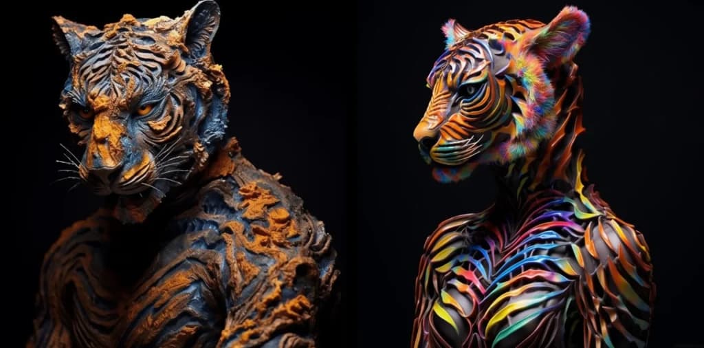 Comparison of Midjourney Style Parameter (left –s 50, right –s 900)